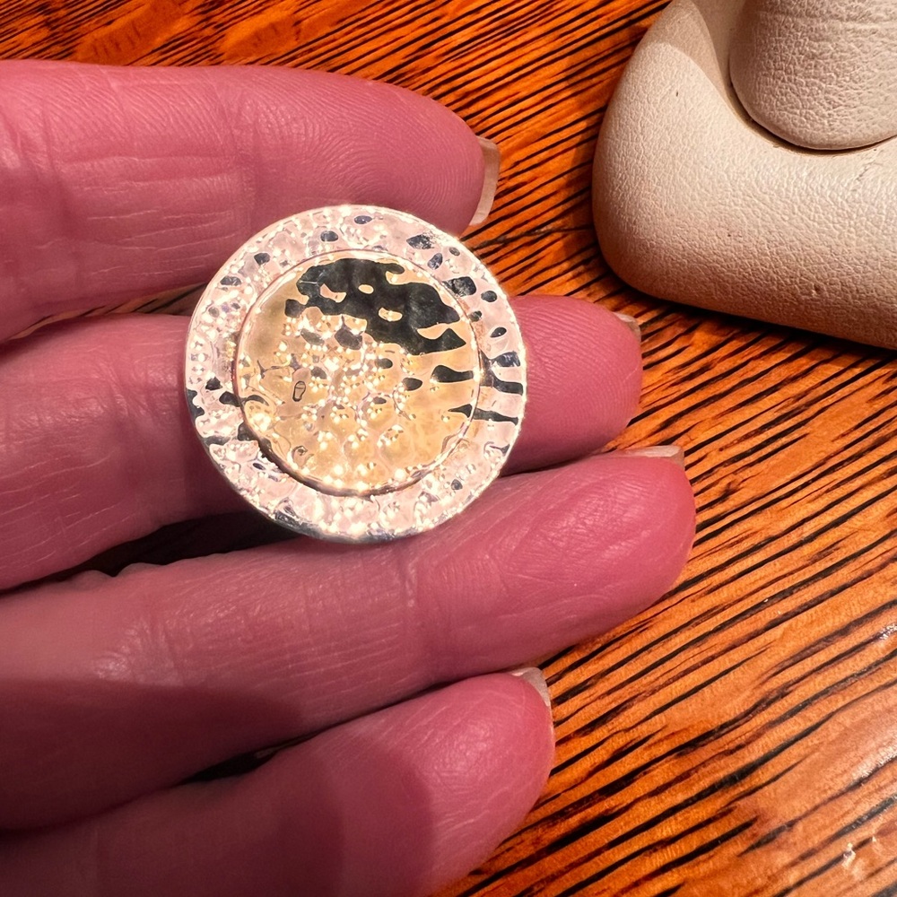 Silpada Sterling Two Toned Hammered Circle Pendant S1375